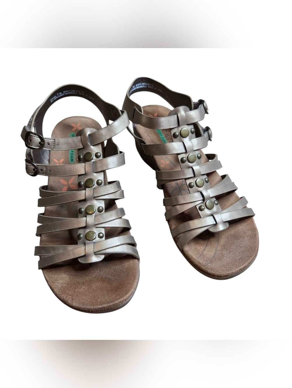 BareTraps Strappy Metallic Taupe-Bronze Gladiator Sandals